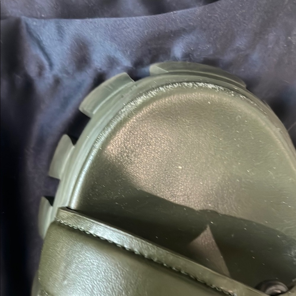 Prada Monolith Leather Sandals Olive Green - Picture 7 of 16